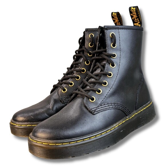 Dr. Martens Zavala Black Leather Combat Boots Women's EU 38 Lace Up - Picture 2 of 11